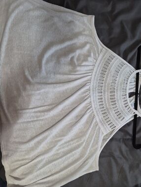 Old Navy White Crochet Yoke Halter Tank Top